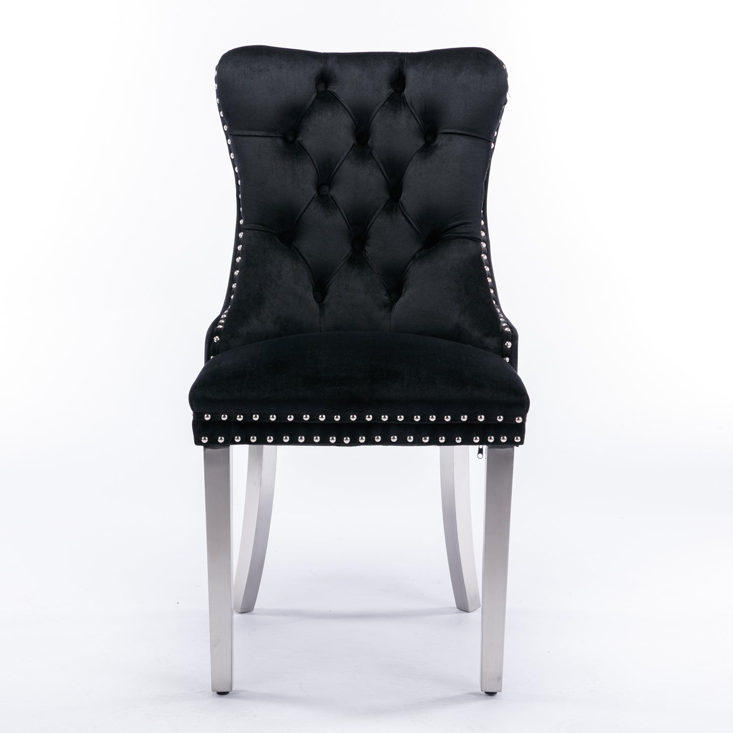 Nikki Modern, High-end Tufted Solid Wood Contemporary Velvet Upholstered Dining Chair With Chrome Stainless Steel Plating Legs