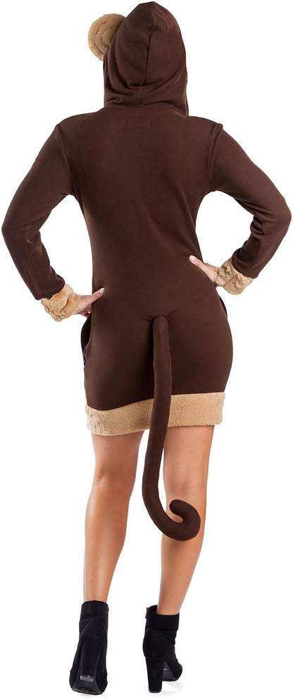 Deer Costume Dress - Women's Animal Halloween Outfit with Antlers and Crown