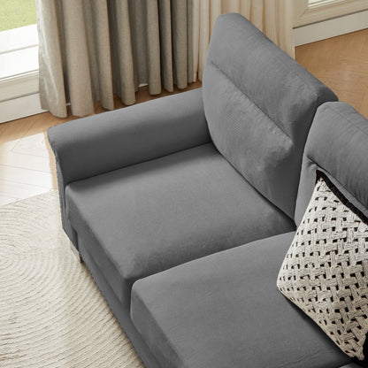 82 Modern Compressed Snowfleece Fabric 3-Seater Sofa, For Living Room, Bedroom, Office & Entertainment Spaces, Gray
