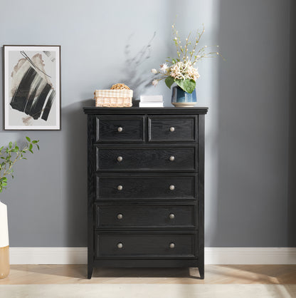 Modern 6 Drawers Dresser 6 Drawers Cabinet,Chest Of Drawers Closet Organizers And Storage Clothes Storage Drawers Cabinet For Living Room, Farmhouse Dresser Organizer Black