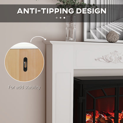 Modern Fireplace Mantel, Freestanding Fireplace Surround with Leg for Electric Fireplaces, 44.7" W x 40" H, White