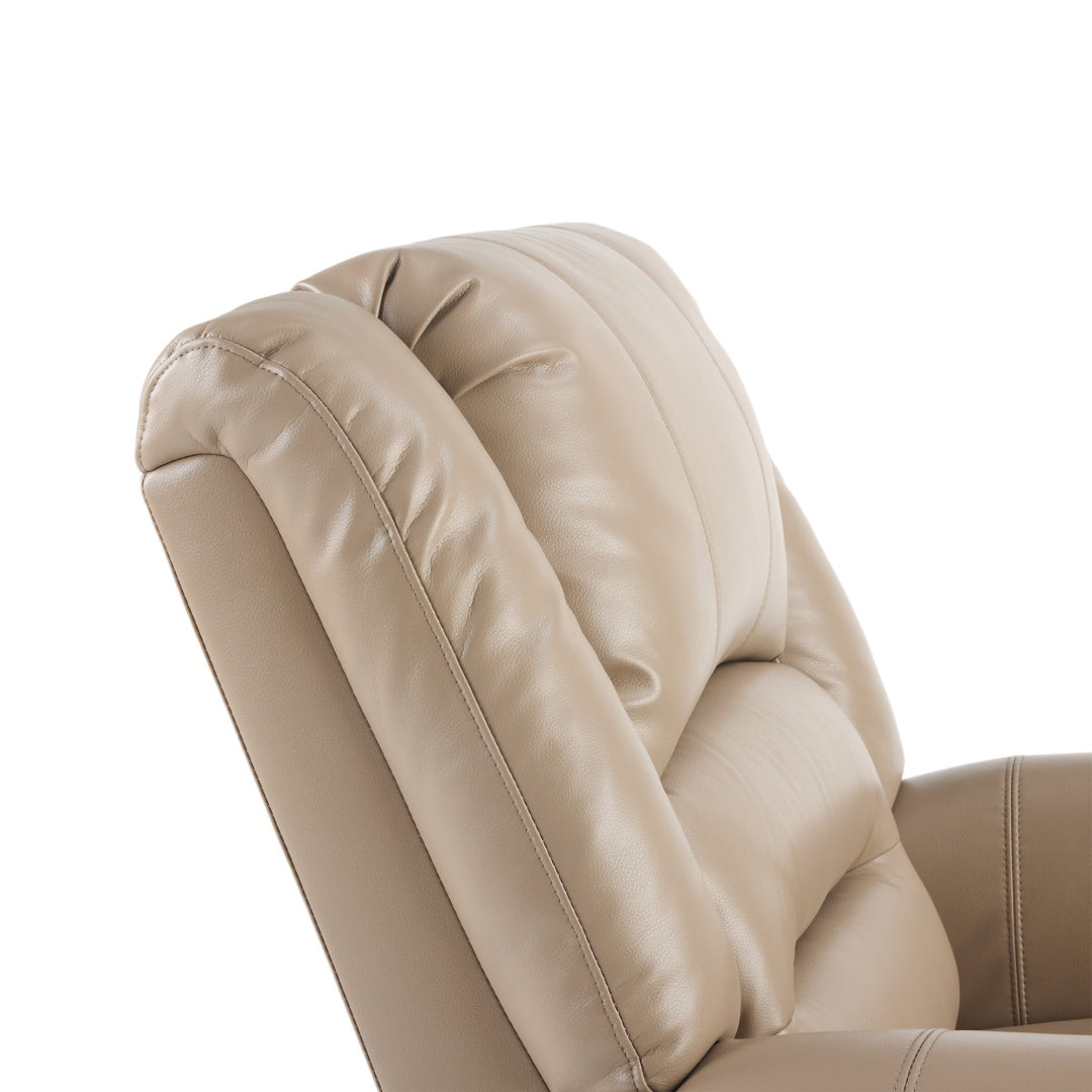 Power Lift Recliner Chair With Massage & Heat, Single Motor Lift Chair, Breathable PU Faux Leather, USB & Type-C, Side Pockets, Light Brown
