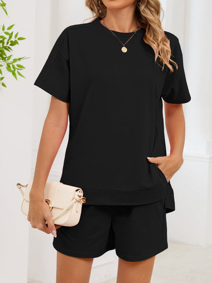 Round Neck Short Sleeve T-Shirt and Shorts Set