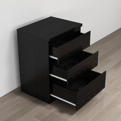 19.7-Inch Black Nightstand With 3 Drawers, Beside Table With Drawers Handle Free Design,Thickened Top Plate,Small Side Table Storage Cabinet 3 Drawer Night Stand For Bedroom,Living Room