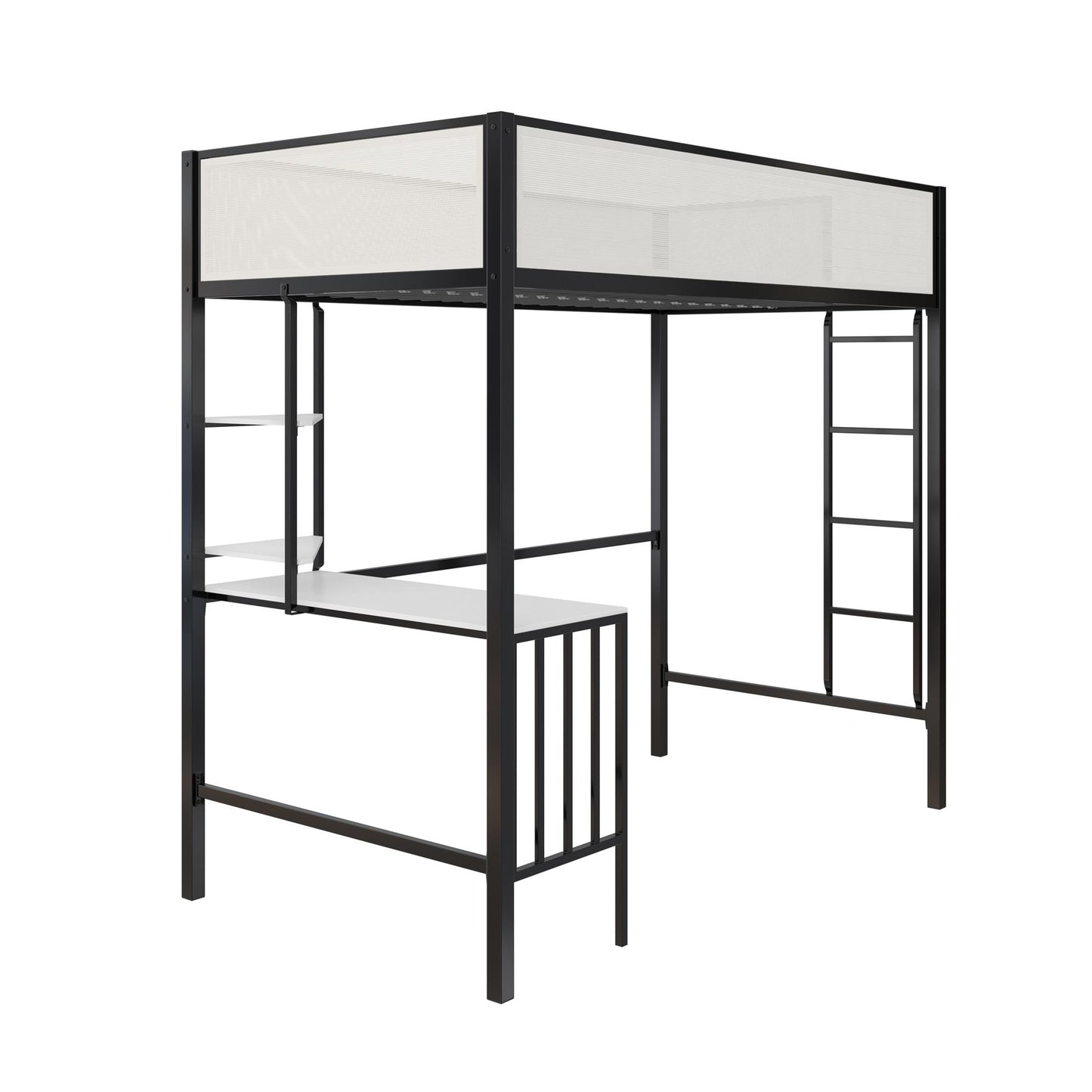 Axel Twin Loft Bed With Desk & Shelves