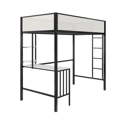 Axel Twin Loft Bed With Desk & Shelves