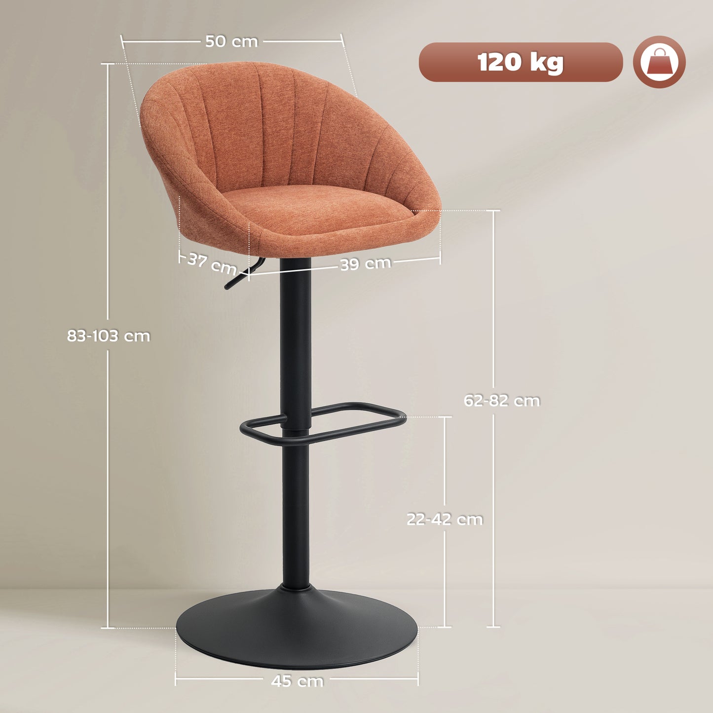 Set Of Two Relaxed Tub Bar Stools - Orange