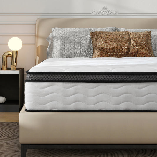 Queen Mattress, 10 Inch Queen Hybrid Mattress In A Box,  Individually Wrapped Pocket Coils Innerspring Mattress, Medium Firm, Pressure Relief & Breathable Comfort, CertiPUR-US, OEKO-TEX
