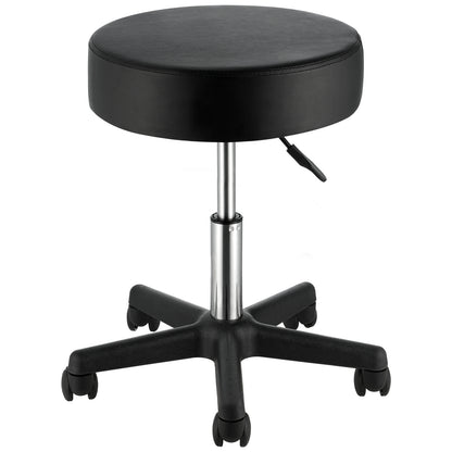 VEVOR Rolling Stools With Wheels, 400 LBS Weight Capacity Adjustable Height Stool With Ultra Thick Seat Cushion, Swivel Stools Chair For Salon, Bar, Home, Office, Tatoo, Medical, Massage, Black