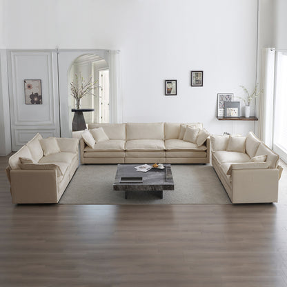 3 Piece Sofa Set Oversized Sofa Comfy Sofa Couch, 2 Pieces Of 2 Seater And 1 Piece Of 3 Seater Sofa  For Living Room, Deep Seat Sofa Beige Chenille