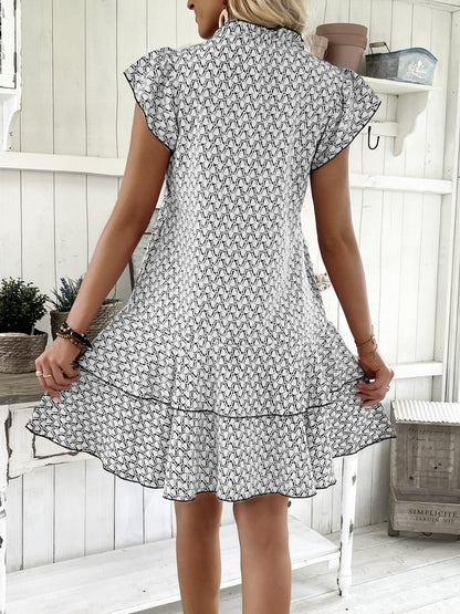 Full Size Ruffled Layered Printed Mini Dress Plus Size