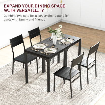 3 Piece Dining Room Set for 2, Dining Table Set for Breakfast Nook, Small Space, Apartment, Space Saving, Black