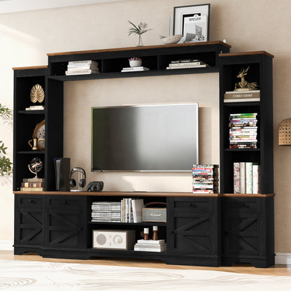 U-Can 98.8 W Wall Unit Entertainment Center With Bookshelves For TVs Up To 80, Modern TV Stand Media Console With Cabinets And Adjustable Shelves For Living Room