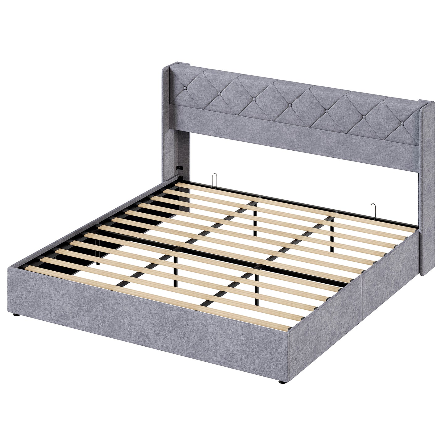 Large-sized Lifting Storage Bed, Soft-padded Platform Bed Frame, Headboard With Backrest, Hydraulic Lifting Storage Bed
