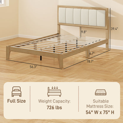 Full Bed Frame With Headboard Full Size Platform Bed Frame With Wooden Slats No Box Spring Needed Easy Assembly Oak