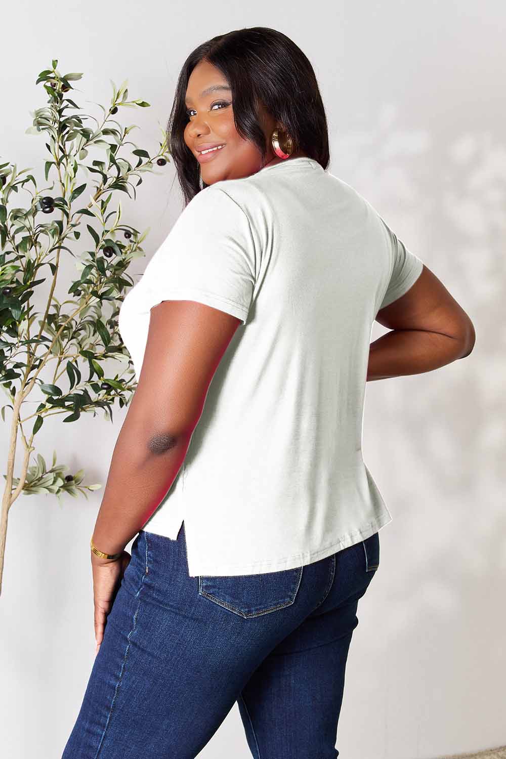 Relaxed Fit Rayon Crewneck Tee