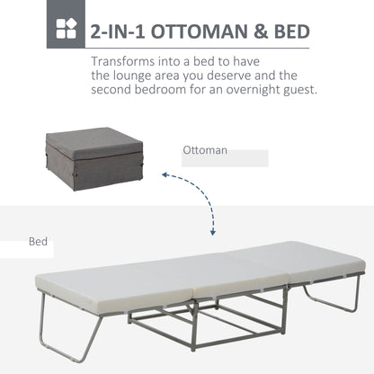 Convertible Ottoman, Guest Sleeper Bed, Gray
