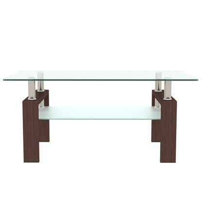 Rectangle Glass Coffee Table, Clear Coffee Table, Modern Side Center Tables For Living Room, Living Room Furniture
