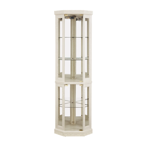 Corner Glass Cabinet Lighted Curio Cabinet Corner Display Case For Living Room, Curio Cabinet, Antique Collection, Wine,Bar Glass Storage Light Included,Dark Cherry