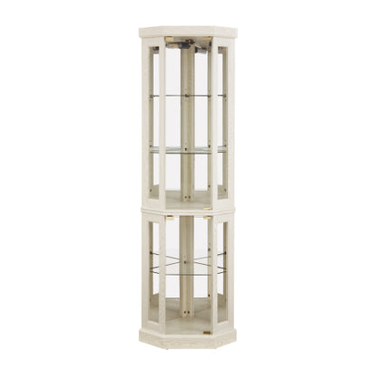 Corner Glass Cabinet Lighted Curio Cabinet Corner Display Case For Living Room, Curio Cabinet, Antique Collection, Wine,Bar Glass Storage Light Included,Dark Cherry