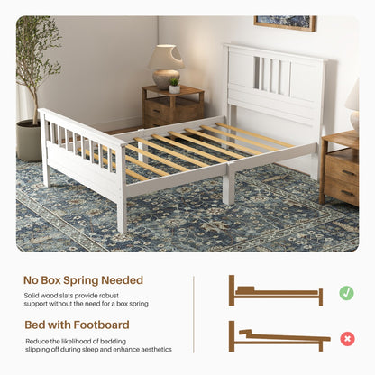 Twin Size Metal Platform Bed Frame - Mattress Foundation With Headboard And And Footboard, 350LBS Sturdy Wooden Slats Support