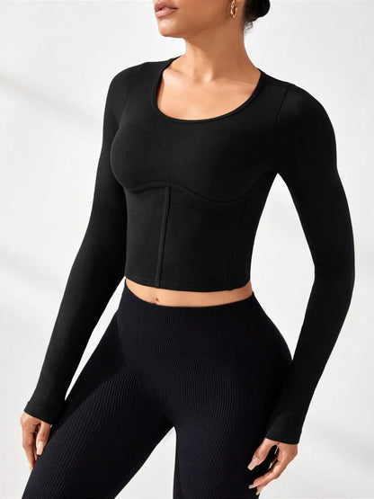 Round Neck Long Sleeve Active T-Shirt