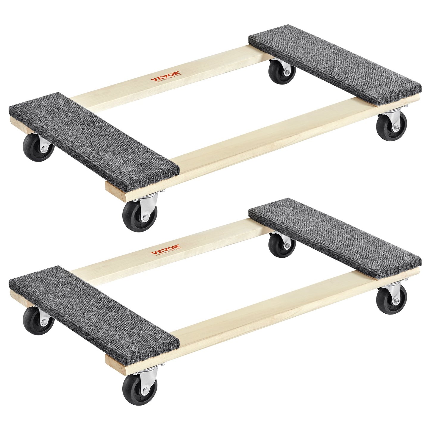 Furniture Dolly, 1000 Lbs Each Load Capacity, 2 Packs, 18' X 30', 8 X 3' PP Swivel Casters, Heavy Duty Hardwood Furniture Moving Dolly, Mover's Dolly, Moving Cart With Wheels For Heavy Furniture
