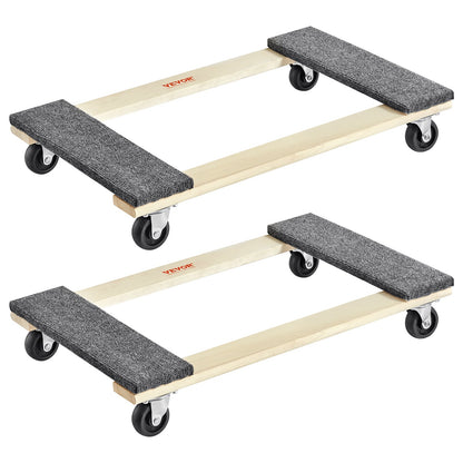 Furniture Dolly, 1000 Lbs Each Load Capacity, 2 Packs, 18' X 30', 8 X 3' PP Swivel Casters, Heavy Duty Hardwood Furniture Moving Dolly, Mover's Dolly, Moving Cart With Wheels For Heavy Furniture