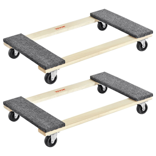 Furniture Dolly, 1000 Lbs Each Load Capacity, 2 Packs, 18' X 30', 8 X 3' PP Swivel Casters, Heavy Duty Hardwood Furniture Moving Dolly, Mover's Dolly, Moving Cart With Wheels For Heavy Furniture