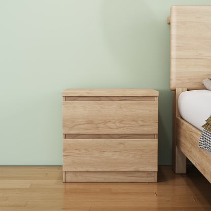 19.7-Inch Natural Nightstand With 2 Drawers, Beside Table With Drawers Handle Free Design,Thickened Top Plate,Small Side Table Storage Cabinet 2 Drawer Night Stand For Bedroom,Living Room