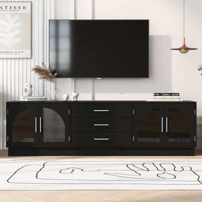 VIBE HAUS 68.9' Modern Minimalist TV Stand For TVs Up To 75 Inches, Entertainment Center Media Console Cabinet With Adjustable Shelves For Living Room