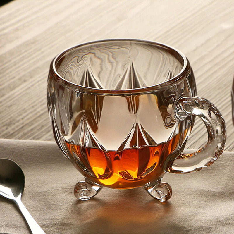 European Style Retro Coffee Cup With Handle For Household Use Crystal Glass Water Cup