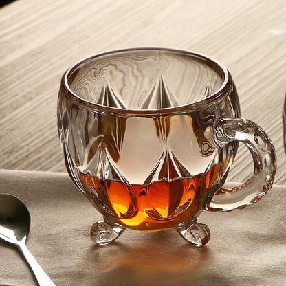 European Style Retro Coffee Cup With Handle For Household Use Crystal Glass Water Cup