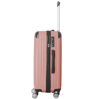 3-Piece Lightweight ABS Hardshell Luggage Set 20, 24, 26 In Rice Brown With Spinner Wheels, TSA Lock, And Adjustable Telescopic Handle - Durable Travel Suitcases