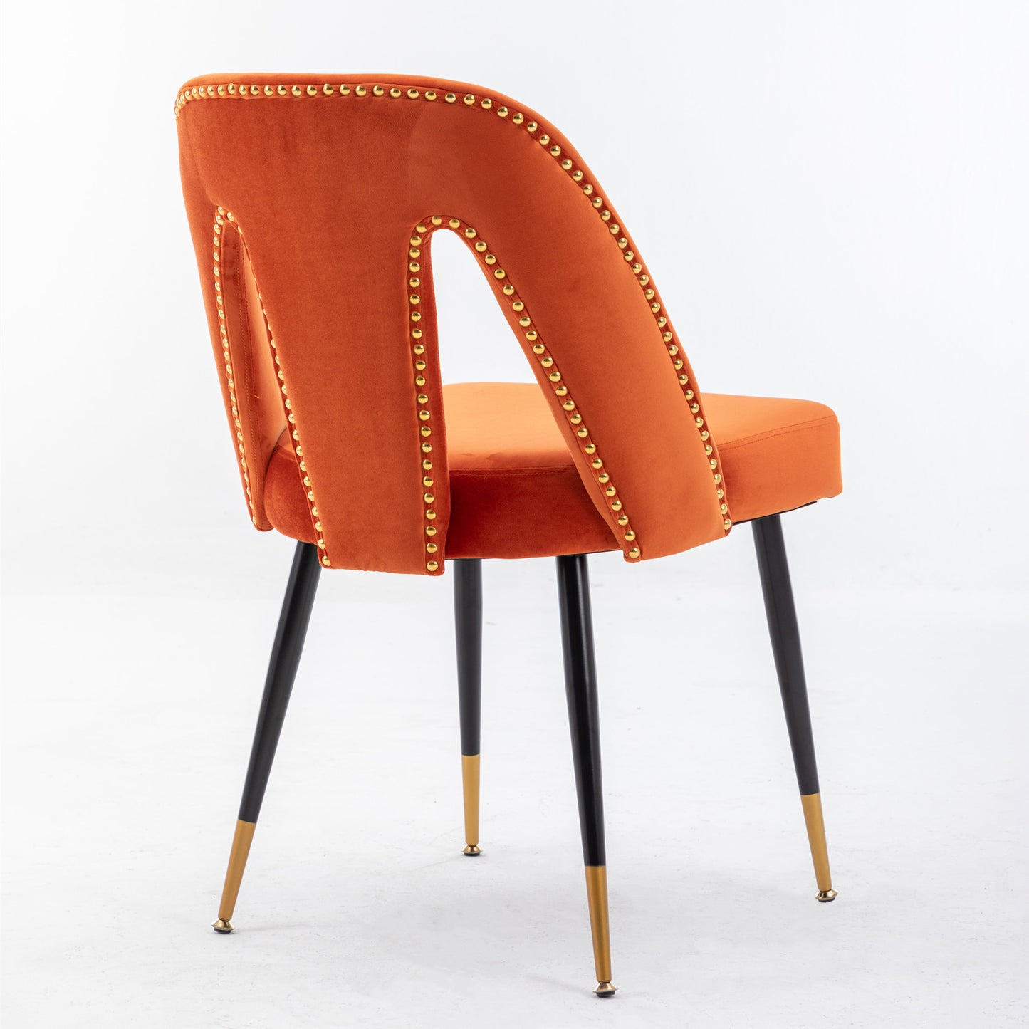 A A Furniture Akoya Collection Modern Contemporary Velvet Upholstered Dining Chair With Nailheads And Gold Tipped Black Metal Legs Orang Set Of 2