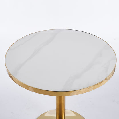 31.5inch Mid-Century Modern Pedestal Table, Multi-Functional Dining Table For 4-6 People & Large Coffee Table, White MDF Top For Living Room, Kitchen, Office