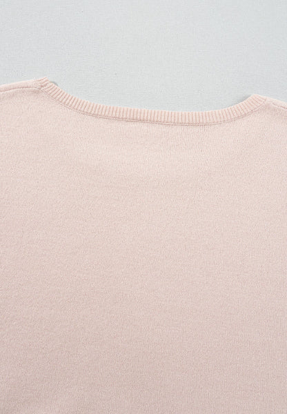 Printed Round Neck Flounce Sleeve Sweater