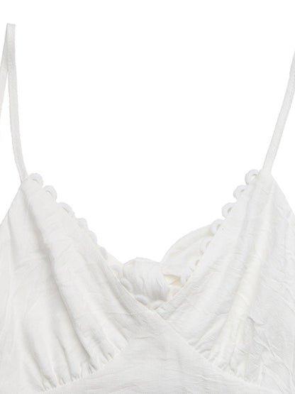 Lace Detail V-Neck Tiered Maxi Dress