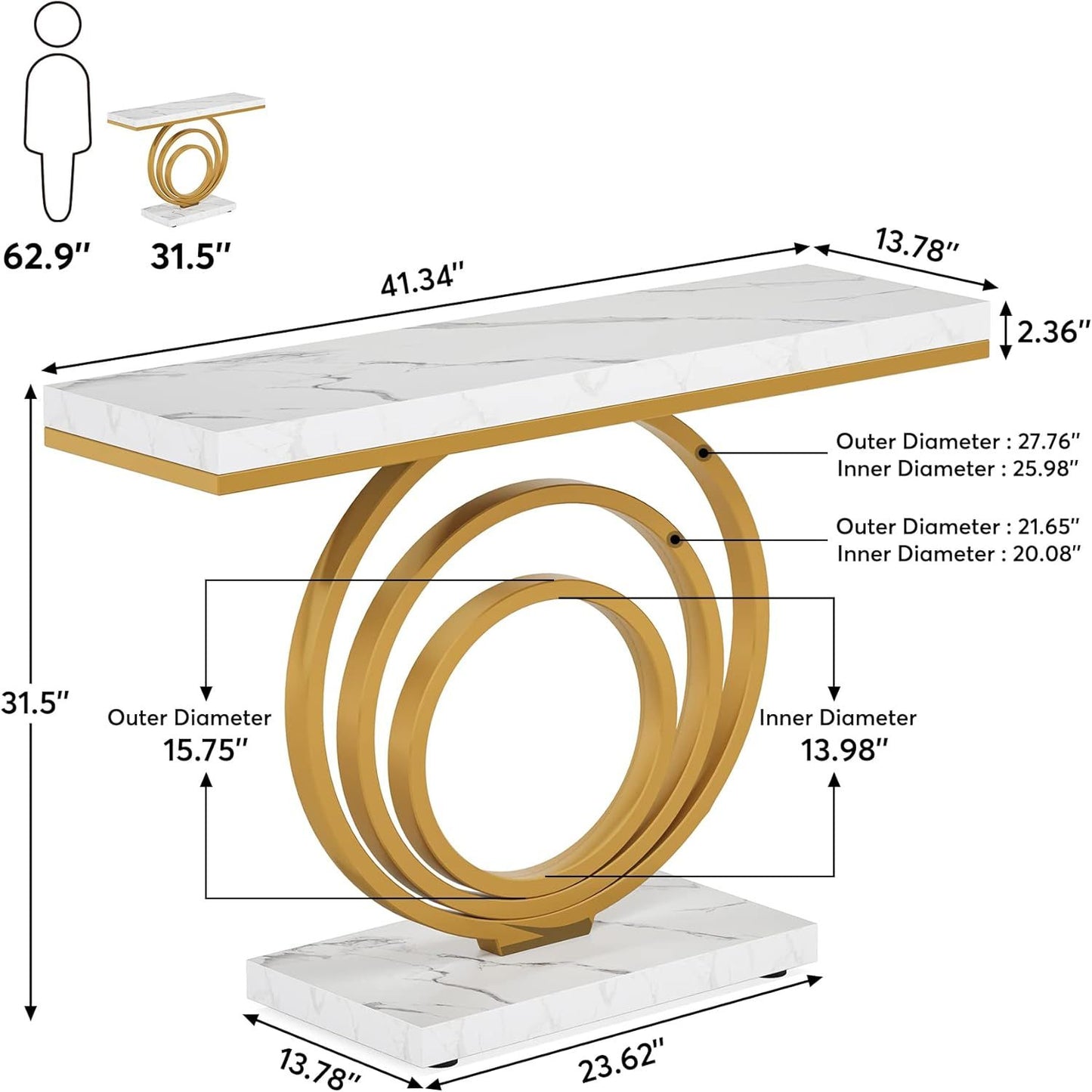 Console Table Gold Entryway Table