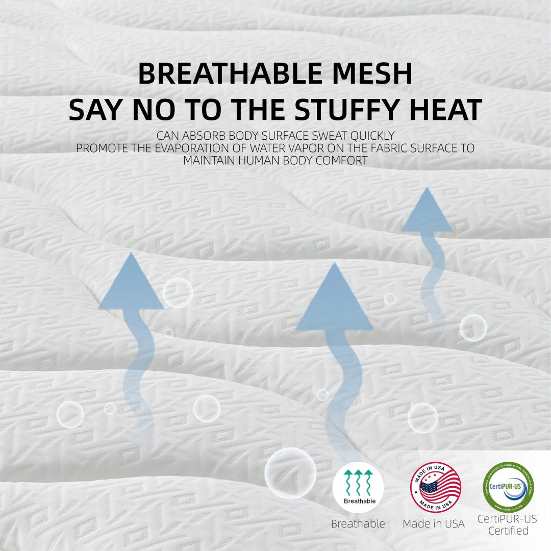 Queen Size Mattress,10 Inch Hybrid Mattress In A Box With Gel Memory Foam,Individually Wrapped Pocket Coils Innerspring For Breathable And Durable Support, Made In USA, CertiPUR-US Certified