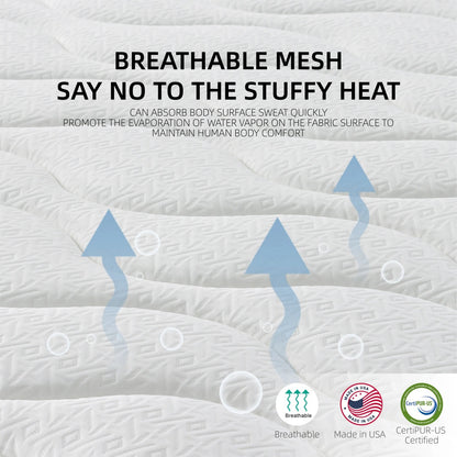 Queen Size Mattress,10 Inch Hybrid Mattress In A Box With Gel Memory Foam,Individually Wrapped Pocket Coils Innerspring For Breathable And Durable Support, Made In USA, CertiPUR-US Certified
