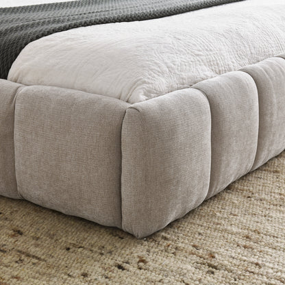 Queen Size Upholstered Bed Frame With Thick Fabric, Chenille Fabric Grounded Queen Size Platform Bed With Headboard And Solid Frame. No Box Spring Needed, Beige 68x86.5x23.5
