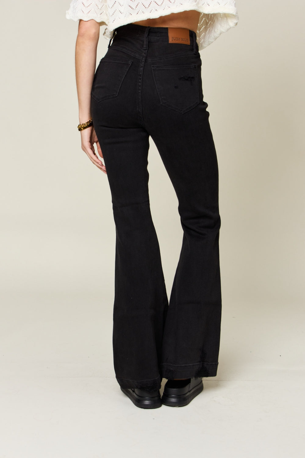 Judy Blue High-Waisted Distressed Flare Jeans