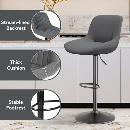 Bar Stools, Adjustable Modern Swivel Bar Stools With Backs, Counter Height Performance Fabric Island Chairs For Home Kitchen