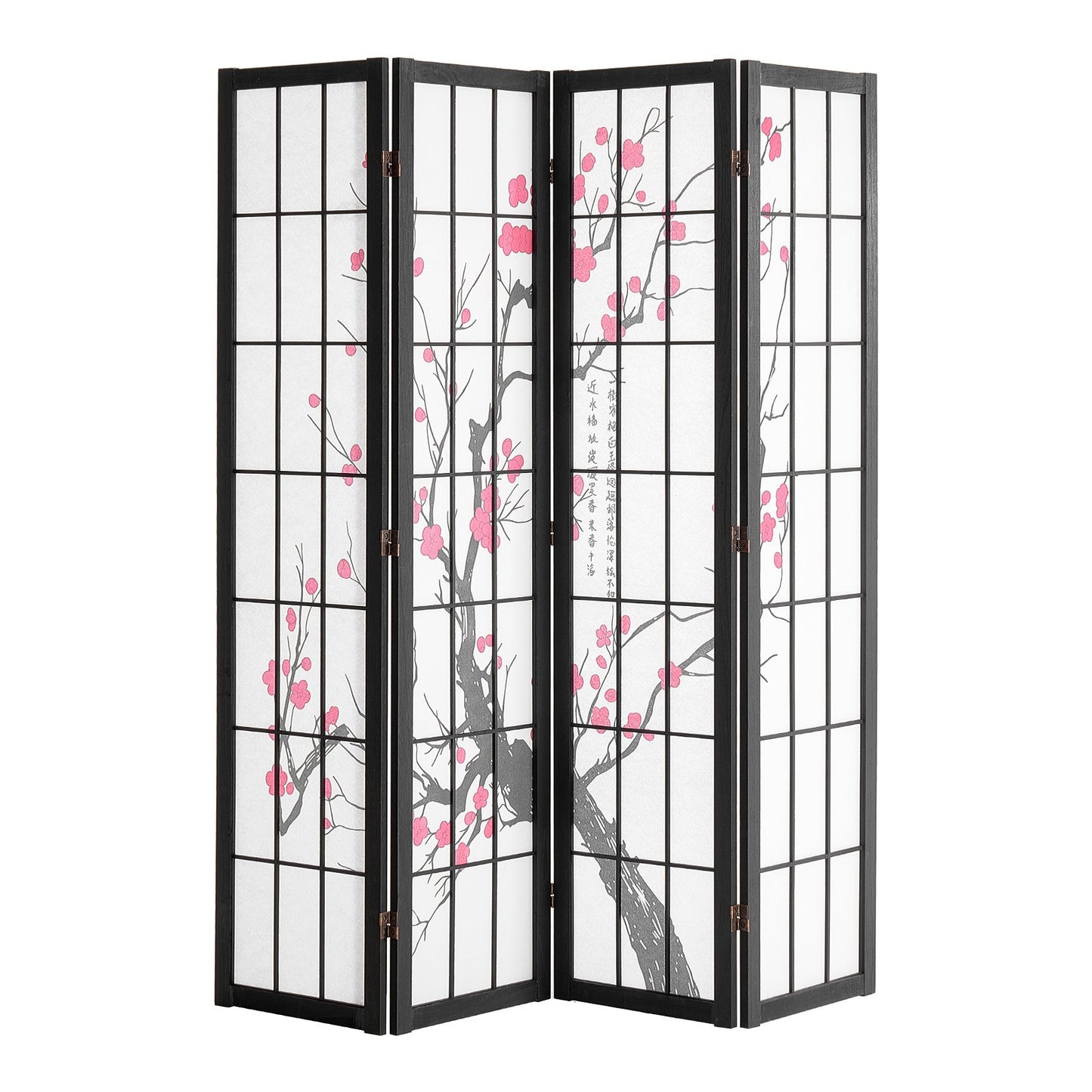 Room Divider, 4 Panel Japanese Room Divider Screen, Wood Folding Privacy Screen Indoor, Japanese Partition Portable Decoration Dividers, For Room Separation Home Office Restaurant & Bedroom