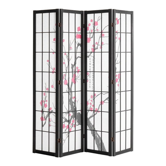 Room Divider, 4 Panel Japanese Room Divider Screen, Wood Folding Privacy Screen Indoor, Japanese Partition Portable Decoration Dividers, For Room Separation Home Office Restaurant & Bedroom
