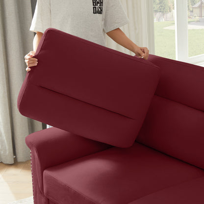 82 Modern Compressed Snowfleece Fabric 3-Seater Sofa, For Living Room, Bedroom, Office & Entertainment Spaces, Burgundy