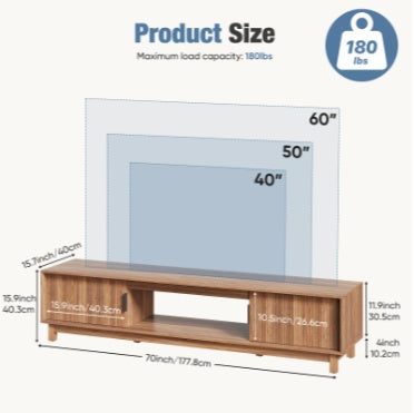 58  Mid-Century Modern TV Stand With Storage Cabinets & Cable Management - Wood Media Console For Living Room, Office, Bedroom
