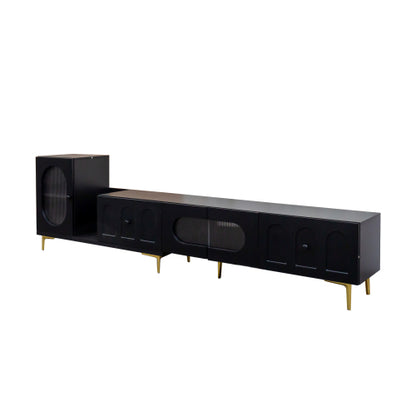 Wood Extendable TV Stand Rectangle Entertainment Center,Media TV Console For Living Room Bedroom