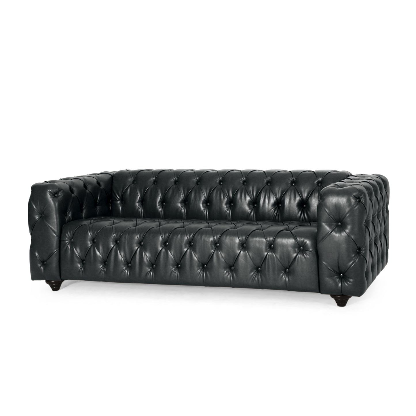 Mirod Comfy 3-seat Sofa With Wooden Legs, PU, For Living Room And Study